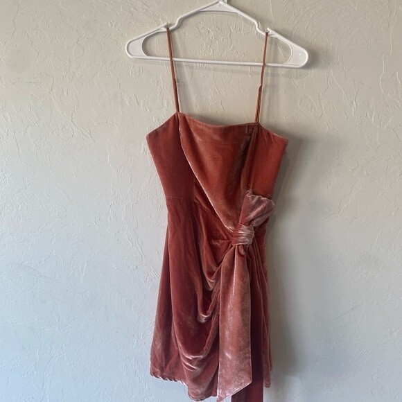 Cinq A Sept pink spaghetti strap mini cocktail semiformal drsss velvet texture - Picture 6 of 12